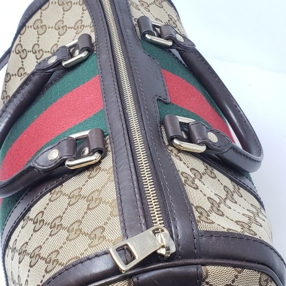 Gucci Boston Vintage Canvas Brown Satchel Bag - Picture 7 of 15